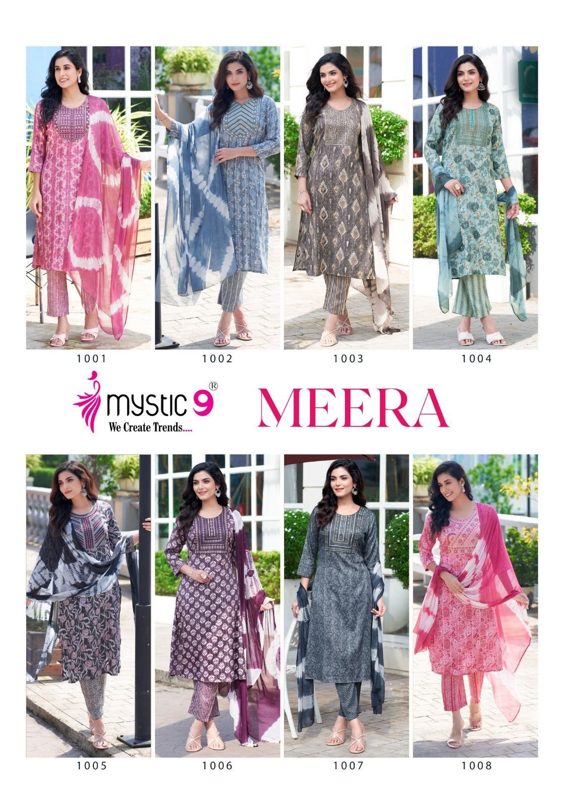 Meera Vol 1 Mystic 9 Rayon Capsule Readymade Pant Style Suits Supplier