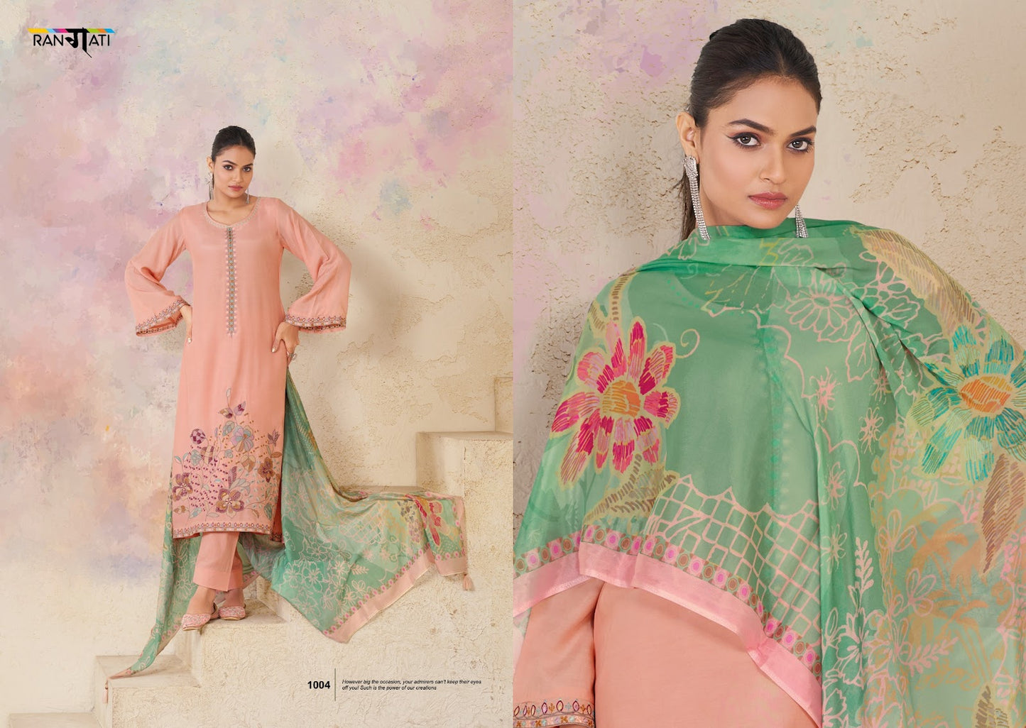 Meeri Rangati Prints Bemberg Pant Style Suits Exporter Gujarat