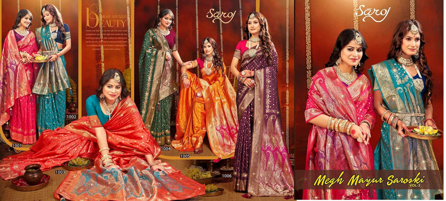 Megh Mayur Saroski Saroj Soft Silk Sarees Exporter India