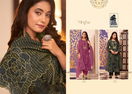 Megha-New Sahiba Muslin Silk Pant Style Suits Wholesaler