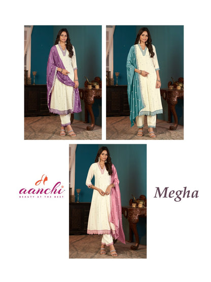 Megha Aanchi Vichitra Silk Readymade Anarkali Suits Supplier Ahmedabad