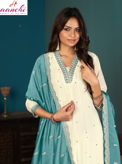 Megha Aanchi Vichitra Silk Readymade Anarkali Suits Supplier Ahmedabad