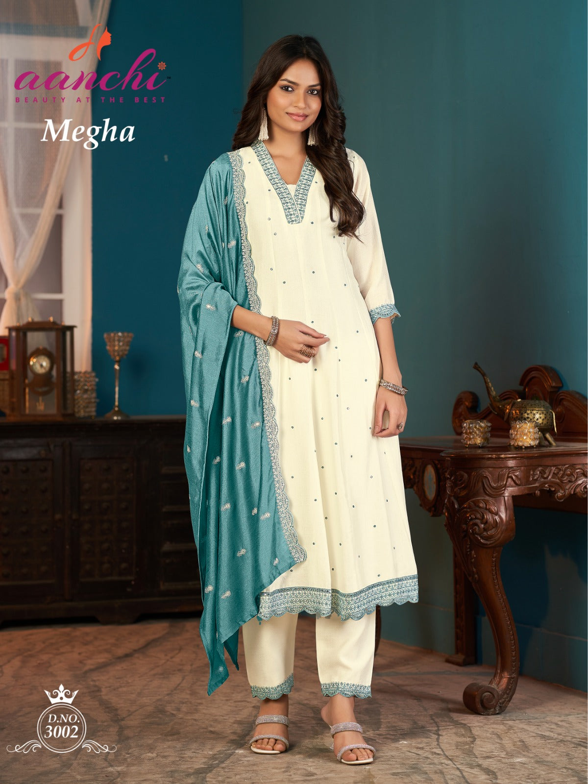 Megha Aanchi Vichitra Silk Readymade Anarkali Suits Supplier Ahmedabad