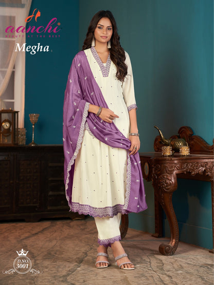 Megha Aanchi Vichitra Silk Readymade Anarkali Suits Supplier Ahmedabad