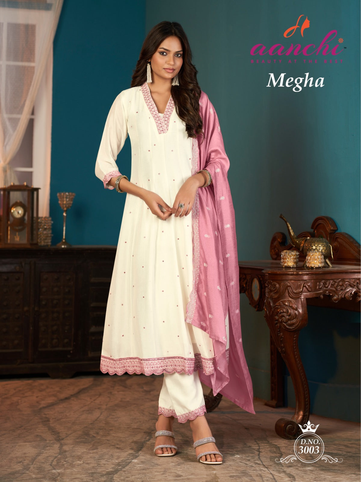 Megha Aanchi Vichitra Silk Readymade Anarkali Suits Supplier Ahmedabad