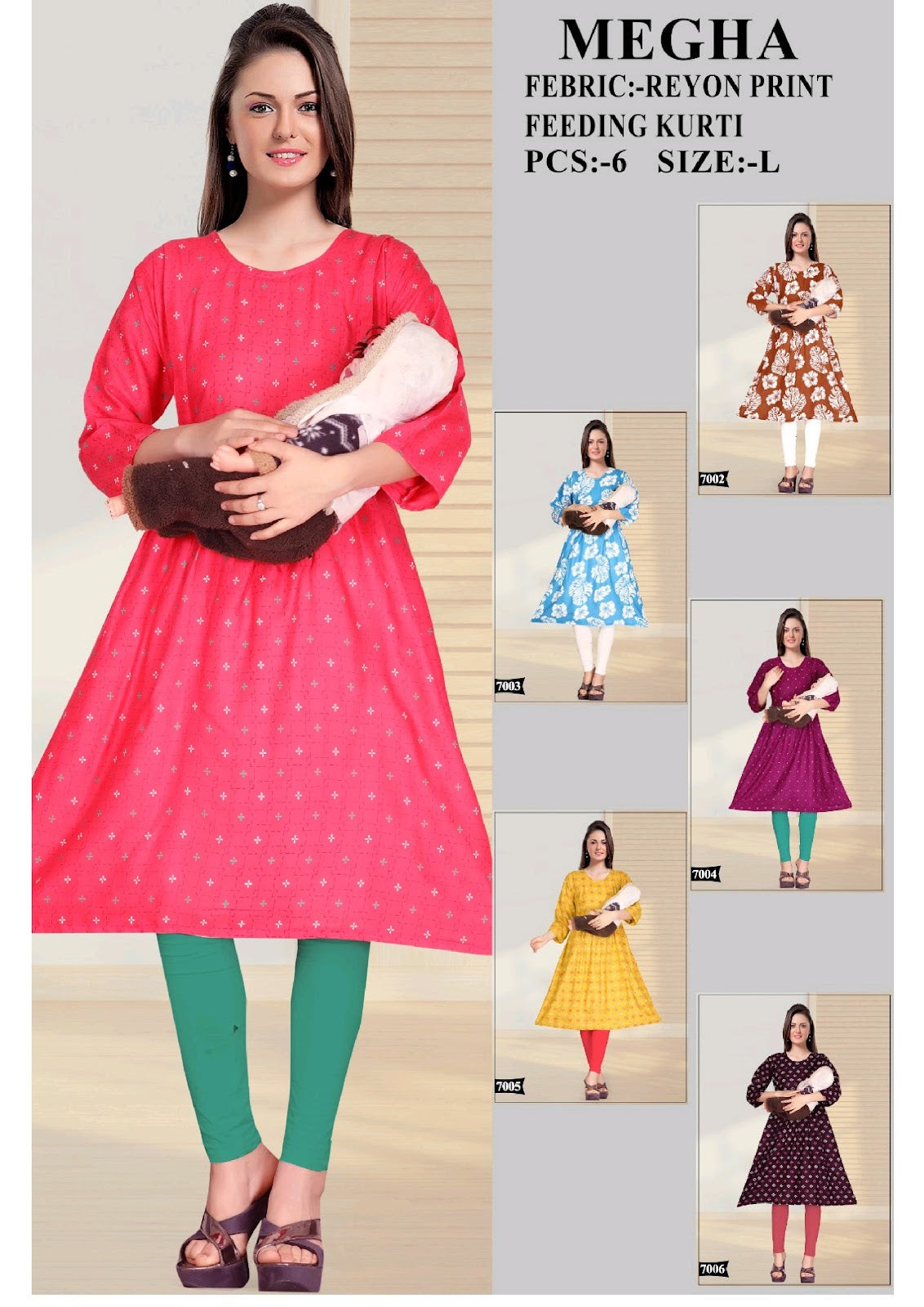 Megha Prinal Reyon Feeding Kurtis Manufacturer India