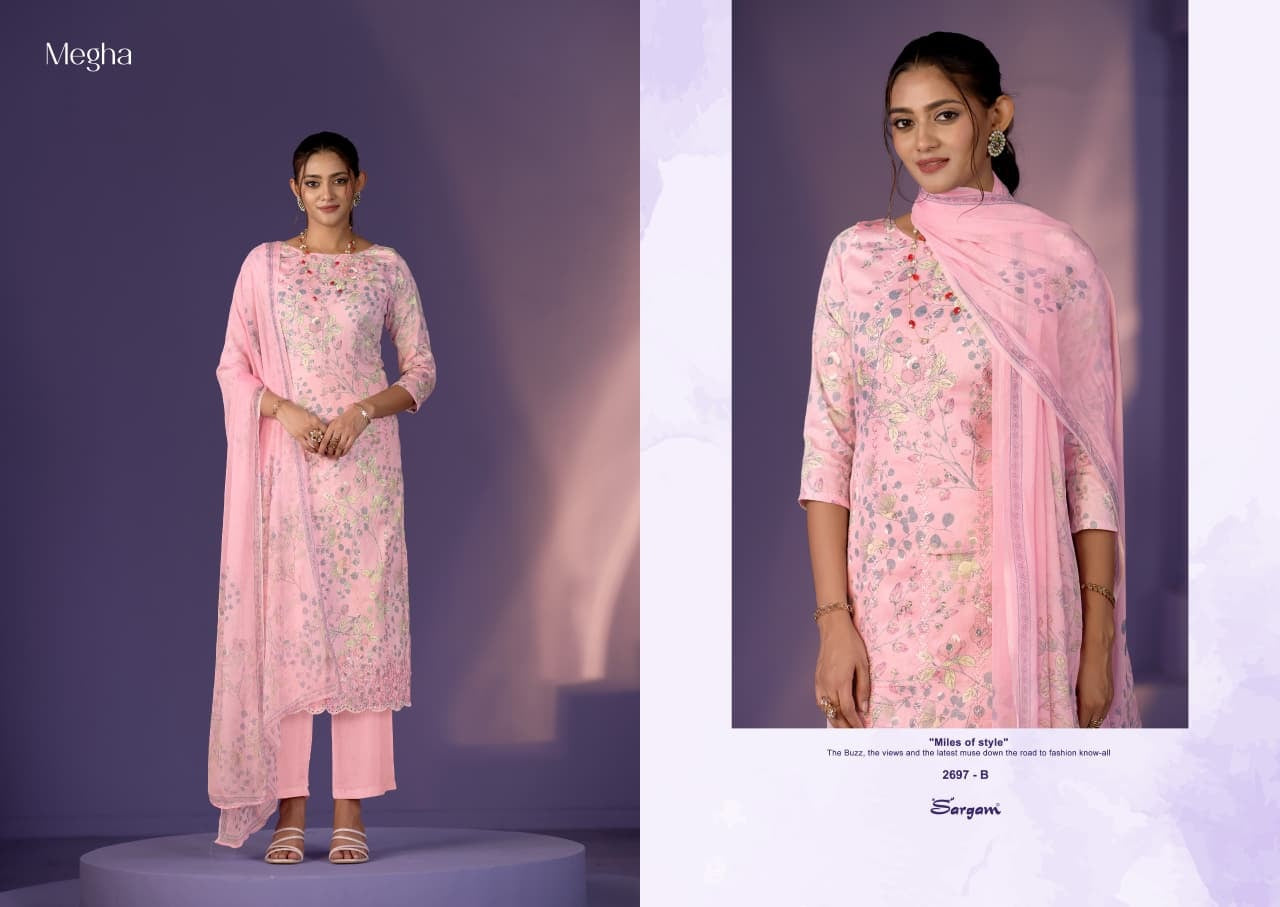 Megha Sargam Prints Pure Jam Pant Style Suits Wholesaler Gujarat