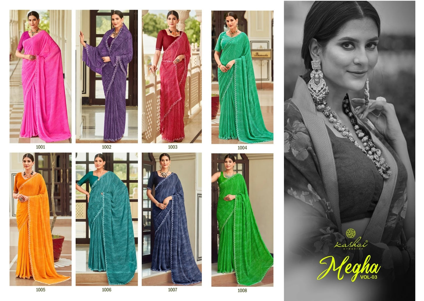 Megha Vol 3 Kashvi Creation Georgette Sarees Exporter