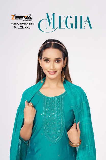 Megha Zeeva Roman Silk Readymade Pant Style Suits Manufacturer