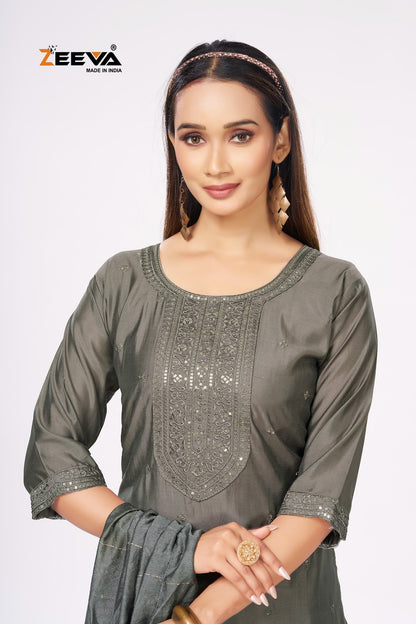 Megha Zeeva Roman Silk Readymade Pant Style Suits Manufacturer