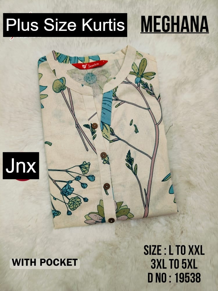 Meghana Jnx Cotton Plus Size Kurtis Wholesale Price