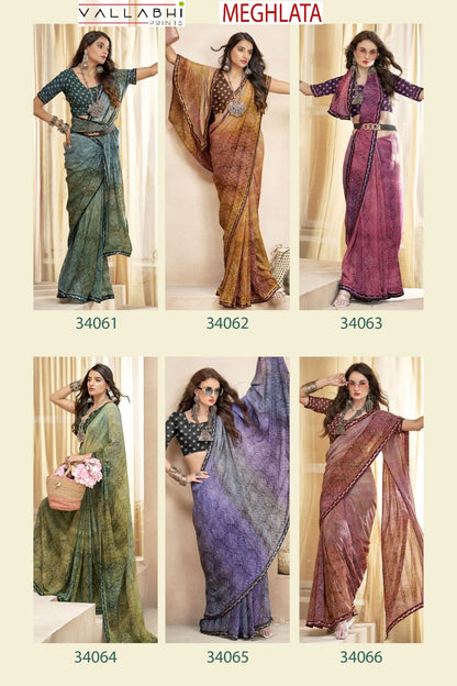 Meghlata Vallabhi Prints Chiffon Sarees Supplier India
