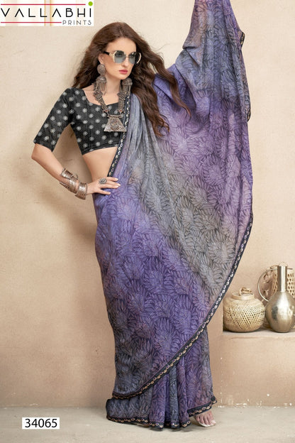 Meghlata Vallabhi Prints Chiffon Sarees Supplier India