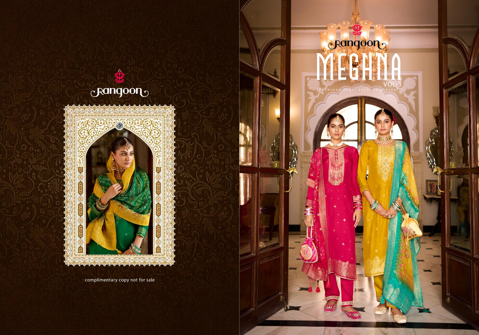 Meghna Vol 3 Rangoon Jacquard Readymade Pant Style Suits Wholesaler India