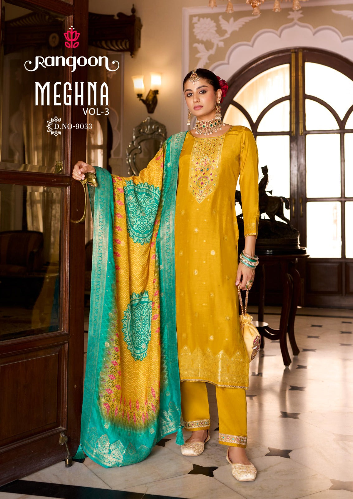 Meghna Vol 3 Rangoon Jacquard Readymade Pant Style Suits Wholesaler India