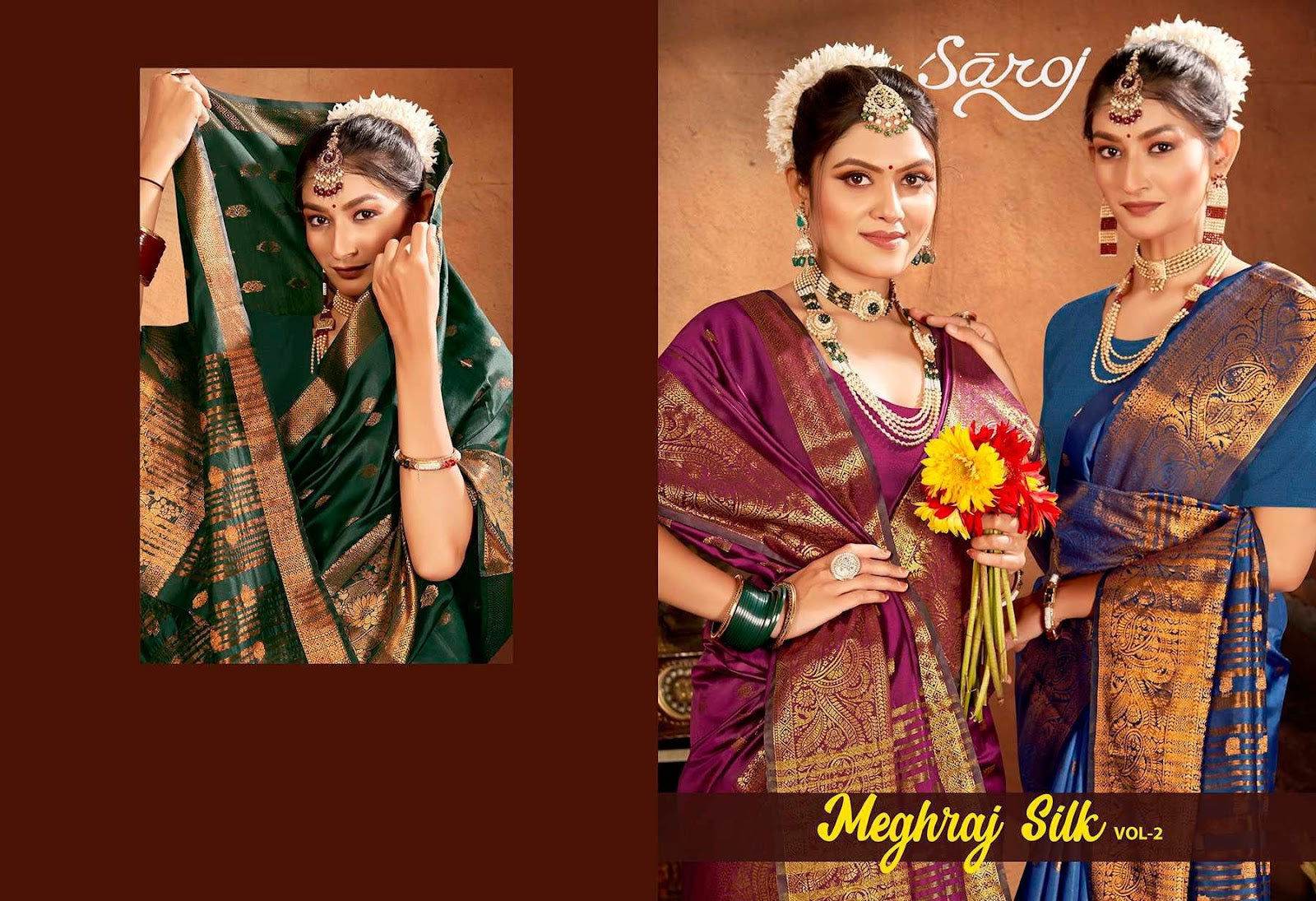 Meghraj Silk Vol 2 Saroj Soft Silk Sarees Manufacturer Ahmedabad