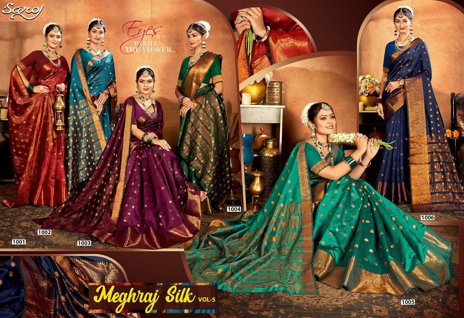 Meghraj Silk Vol 5 Saroj Soft Silk Sarees Exporter Ahmedabad