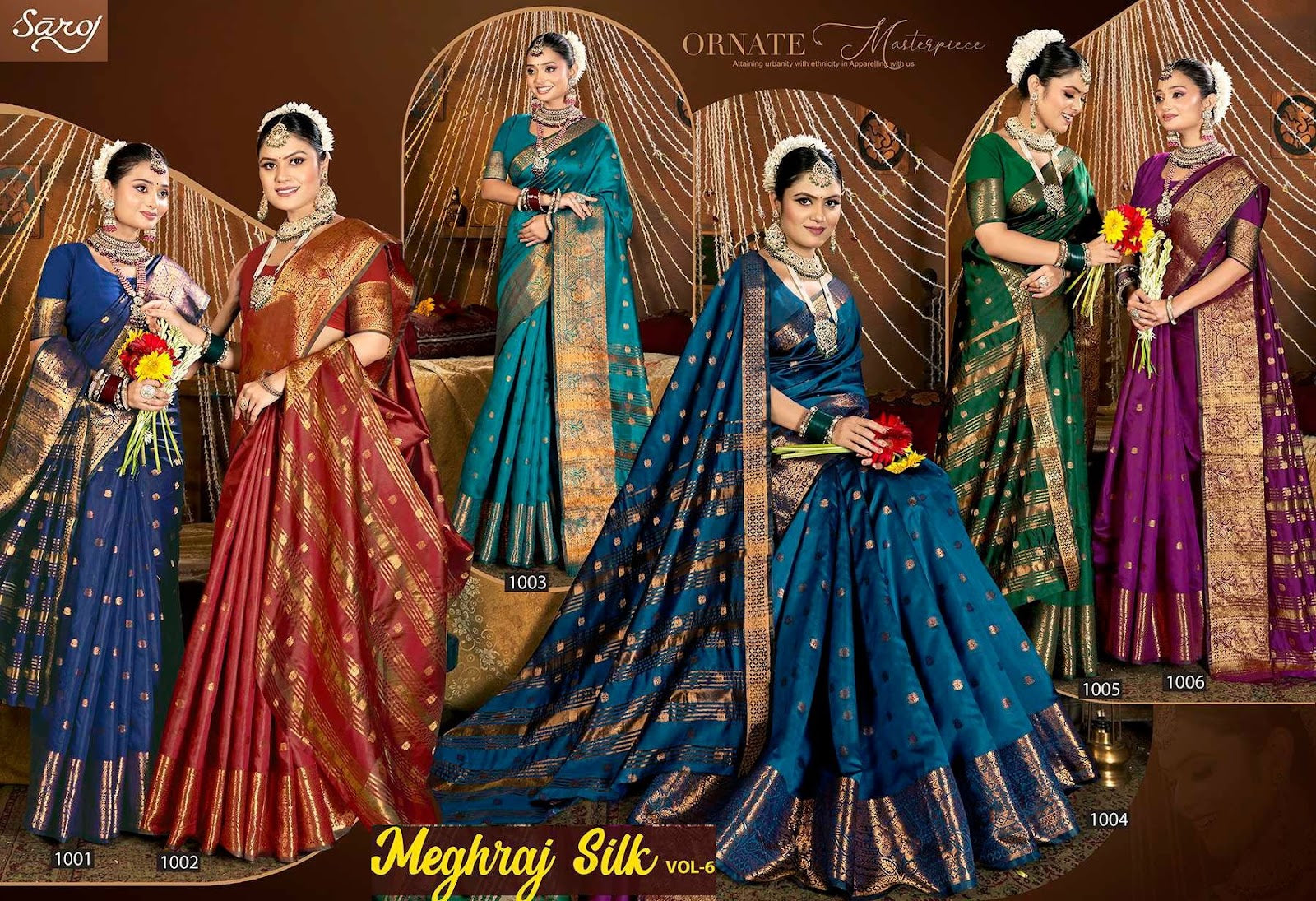 Meghraj Silk Vol 6 Saroj Soft Silk Sarees Supplier Ahmedabad