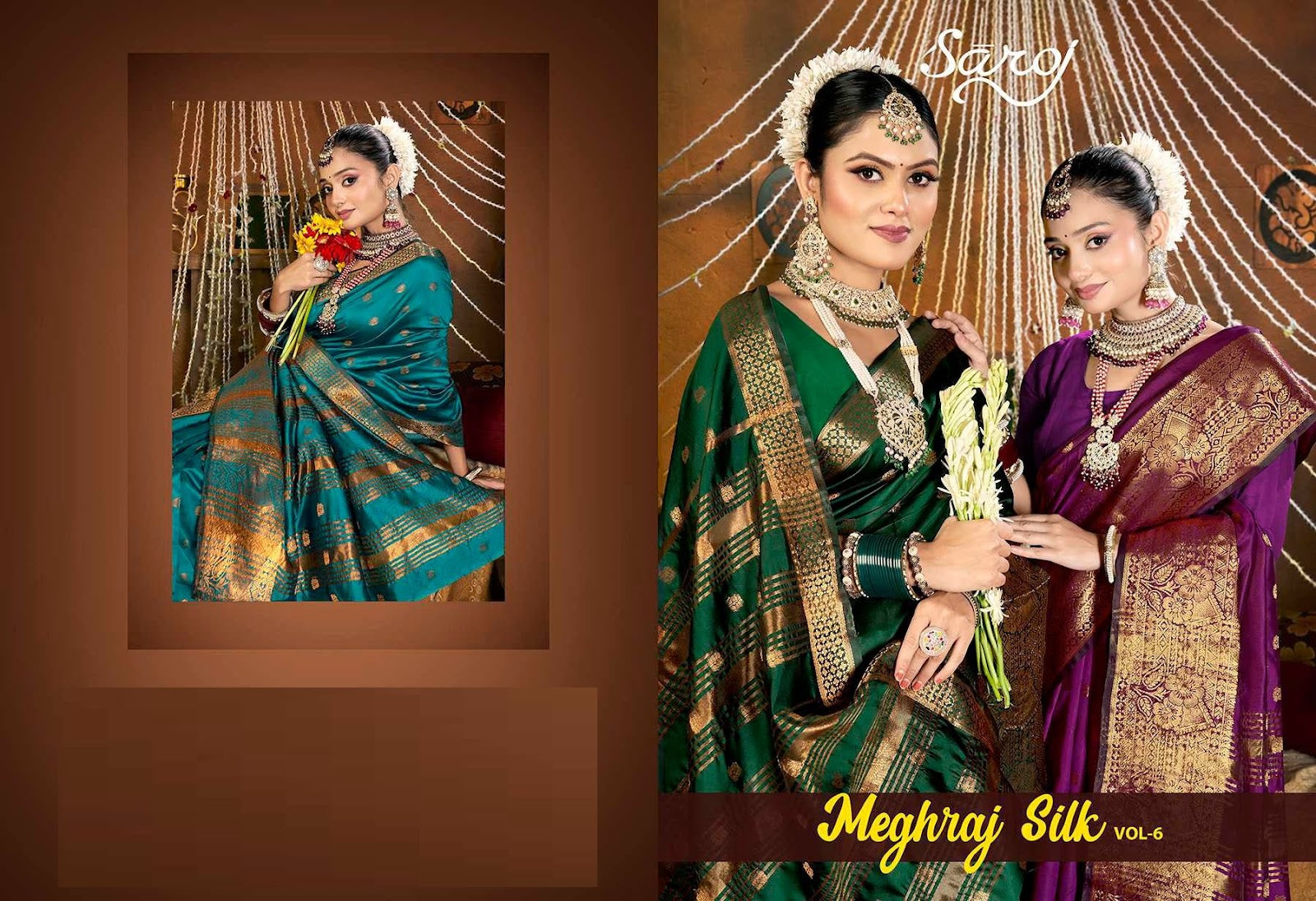 Meghraj Silk Vol 6 Saroj Soft Silk Sarees Supplier Ahmedabad