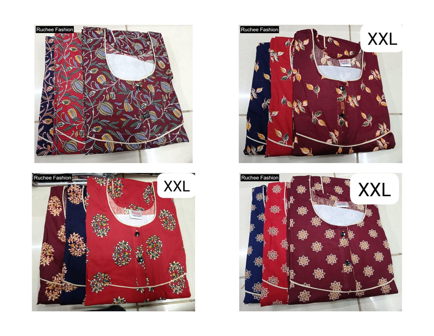 Megya 2Xl Ruchee Fashion Cotton Night Gowns Exporter Gujarat