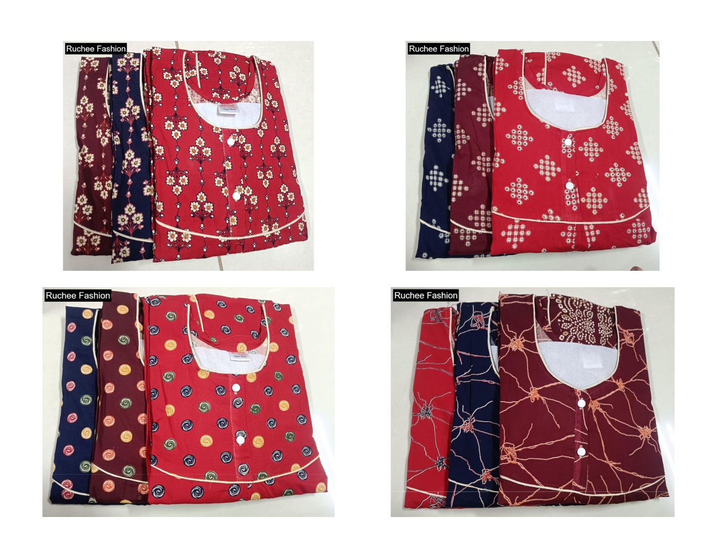 Megya 2Xl Ruchee Fashion Cotton Night Gowns Exporter Gujarat