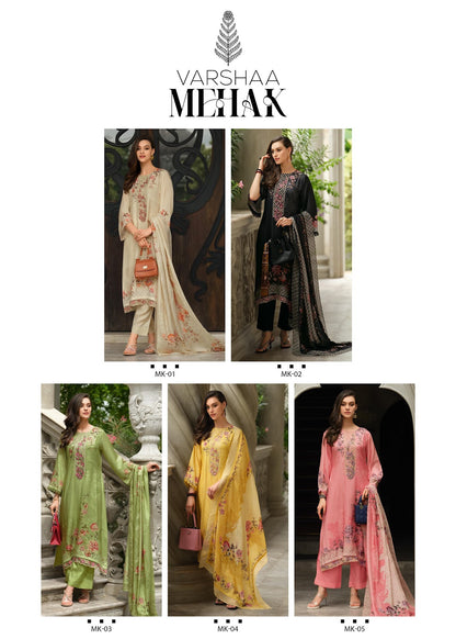 Mehak Varsha Fashions Viscose Muslin Pant Style Suits Manufacturer Ahmedabad