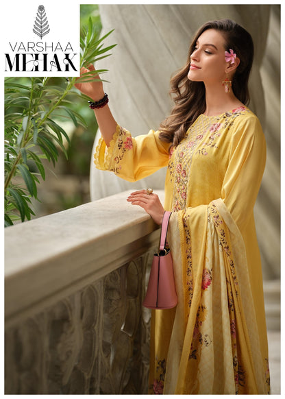 Mehak Varsha Fashions Viscose Muslin Pant Style Suits Manufacturer Ahmedabad