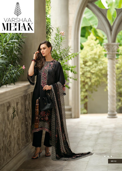 Mehak Varsha Fashions Viscose Muslin Pant Style Suits Manufacturer Ahmedabad