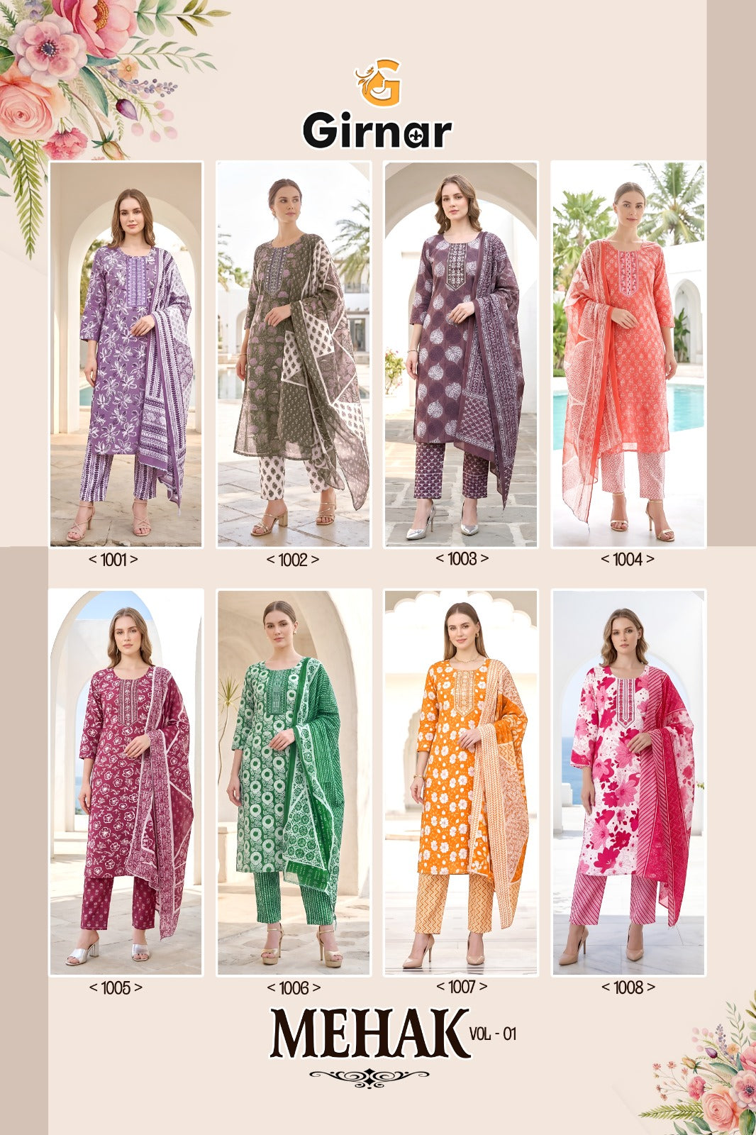 Mehak Vol 1 Girnar Readymade Cotton Pant Suits Exporter Gujarat
