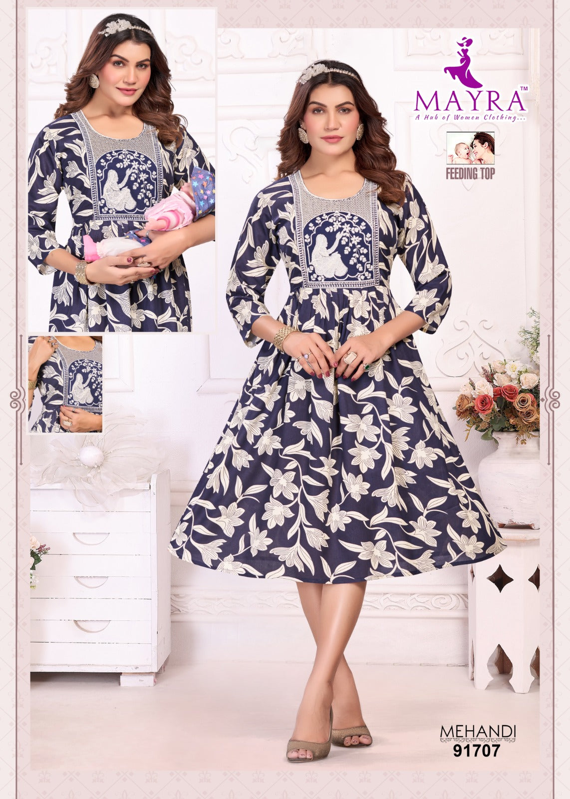 Mehandi Mayra Reyon Feeding Kurtis Manufacturer Ahmedabad