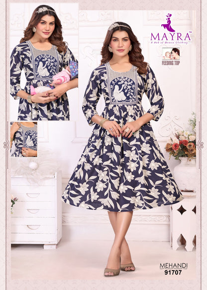 Mehandi Mayra Reyon Feeding Kurtis Manufacturer Ahmedabad