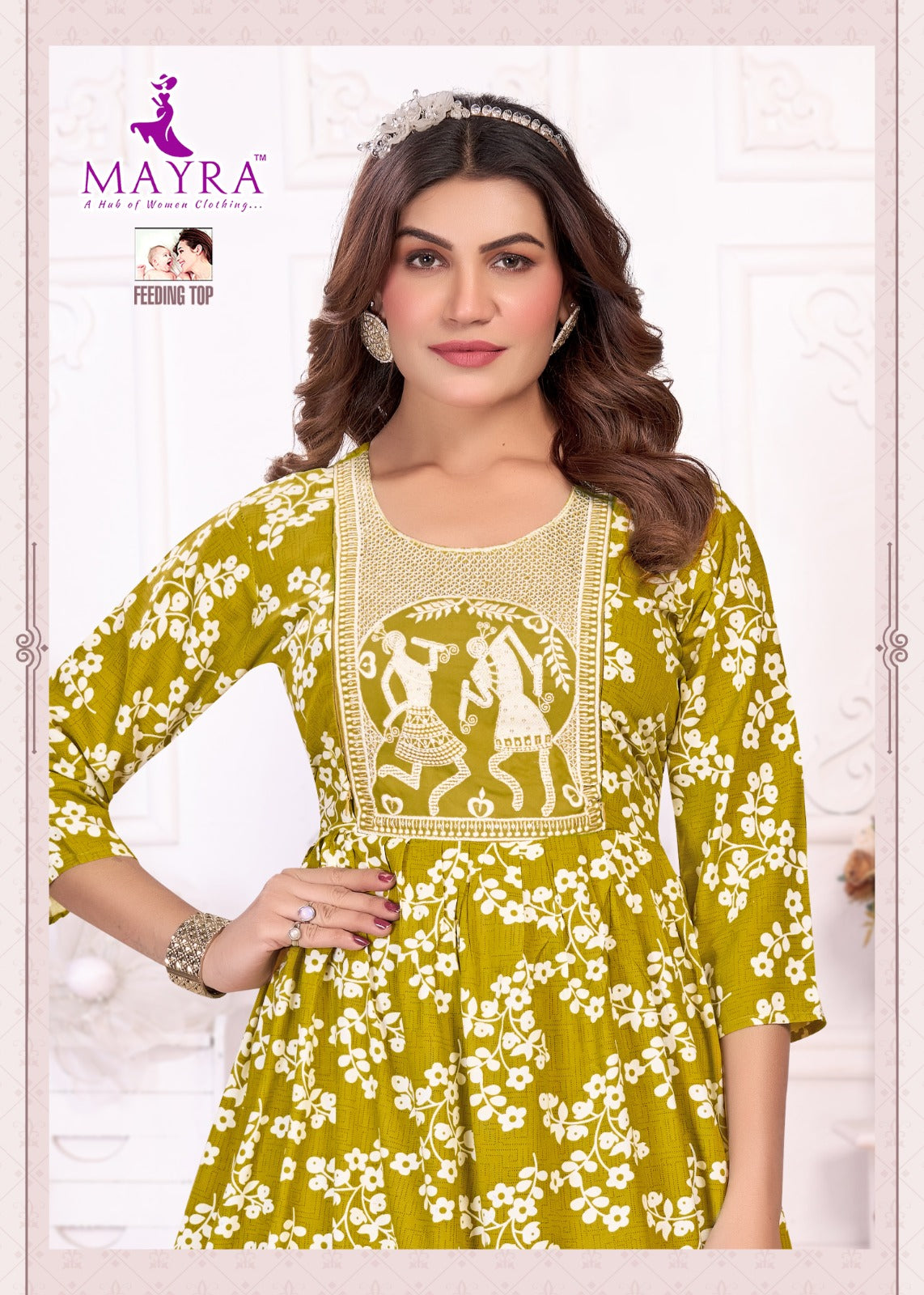Mehandi Mayra Reyon Feeding Kurtis Manufacturer Ahmedabad