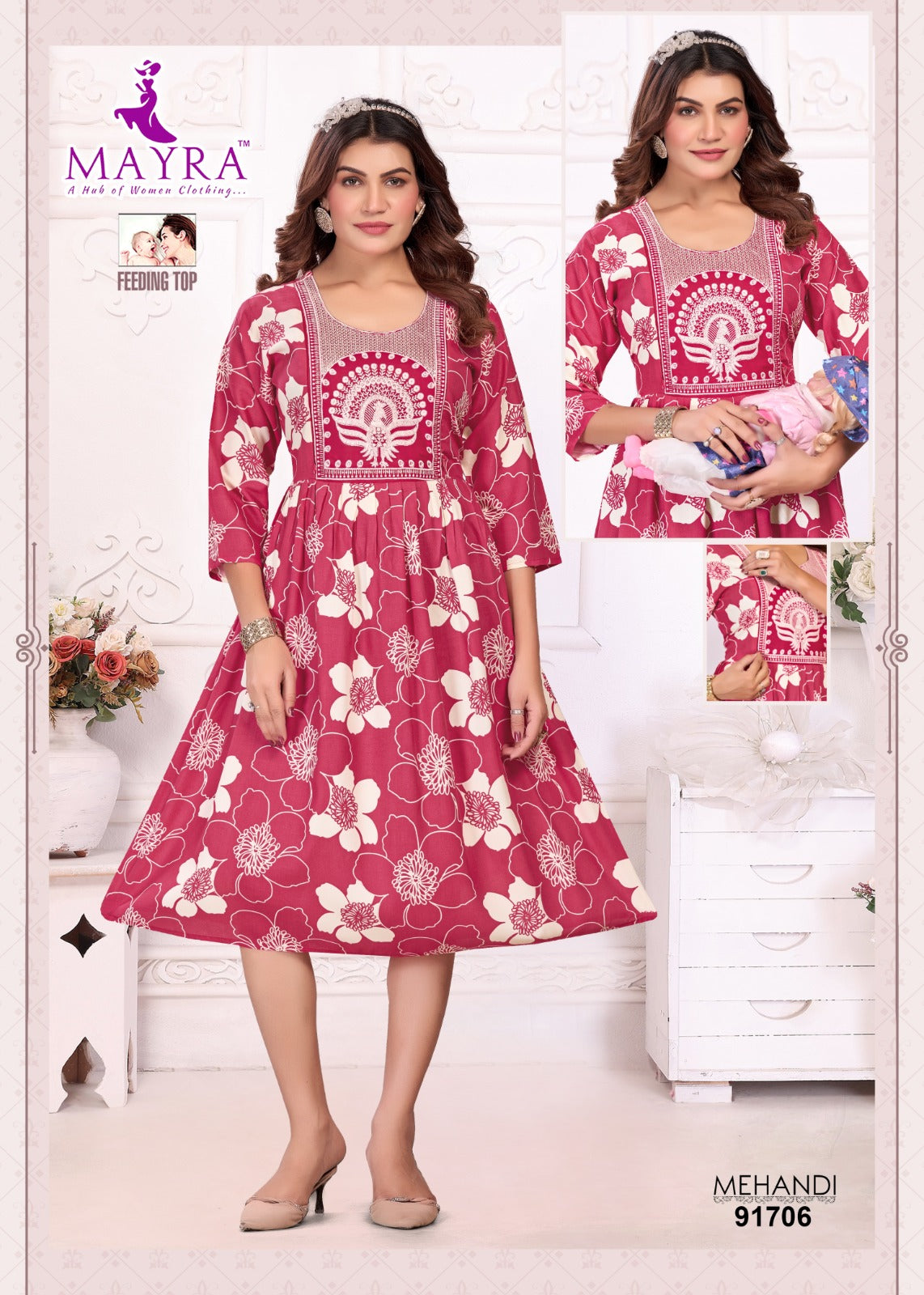 Mehandi Mayra Reyon Feeding Kurtis Manufacturer Ahmedabad