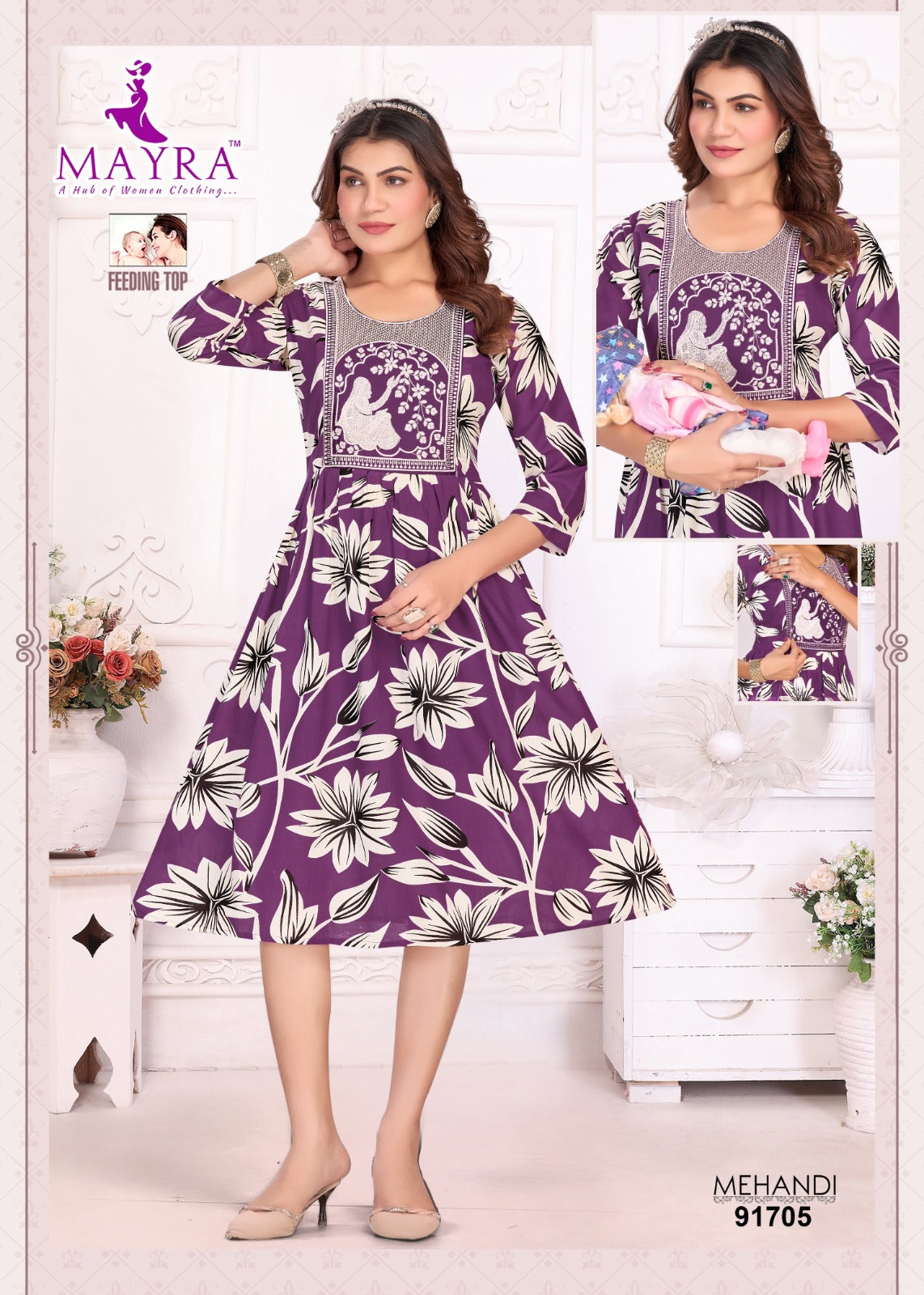 Mehandi Mayra Reyon Feeding Kurtis Manufacturer Ahmedabad
