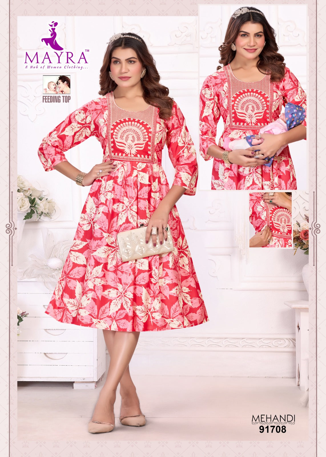 Mehandi Mayra Reyon Feeding Kurtis Manufacturer Ahmedabad