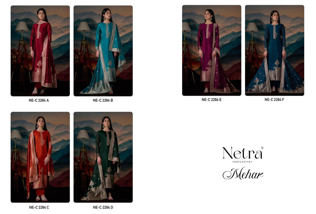 Mehar Netra Woven Silk Pant Style Suits Wholesaler Ahmedabad