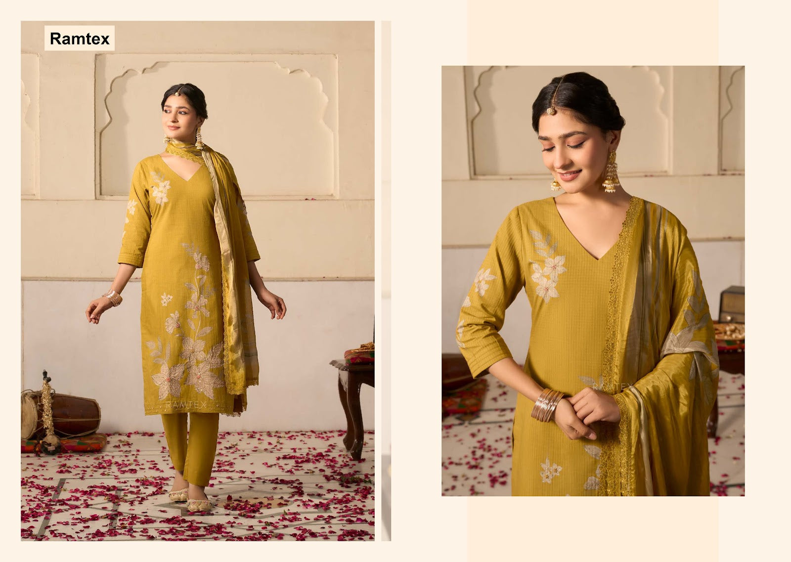 Mehar Ramtex Cotton Pant Style Suits Supplier India