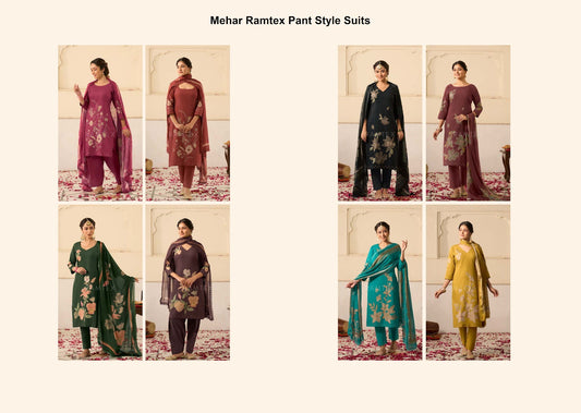 Mehar Ramtex Cotton Pant Style Suits Supplier India