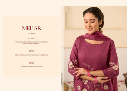 Mehar Ramtex Cotton Pant Style Suits Supplier India