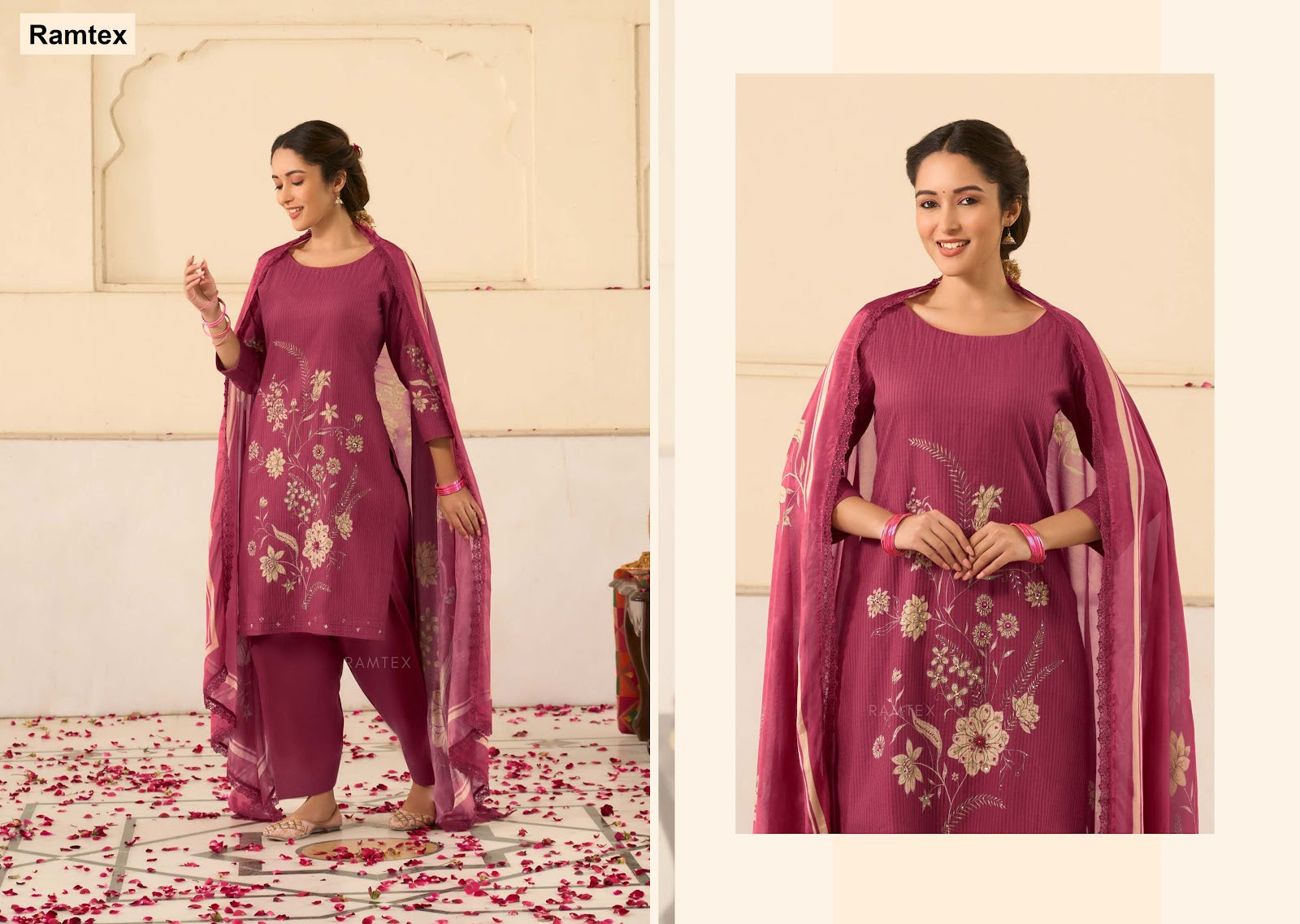 Mehar Ramtex Cotton Pant Style Suits Supplier India