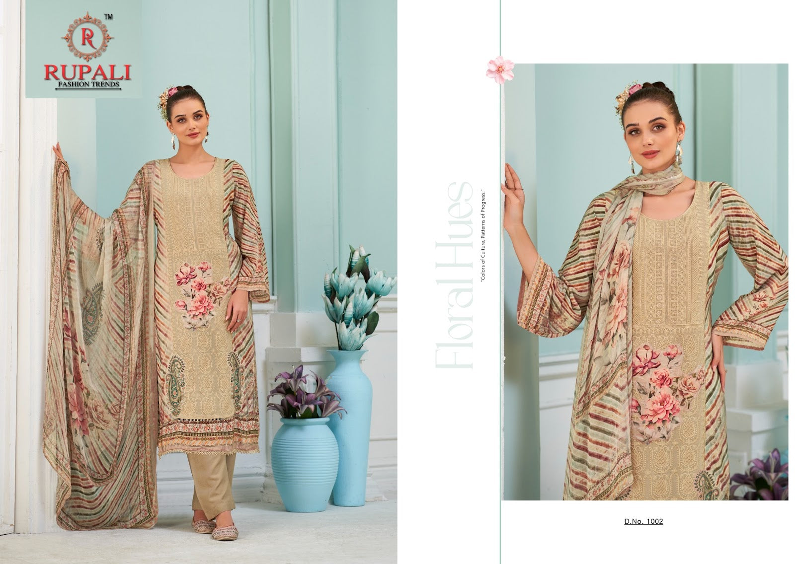 Mehar Rupali Natural Crape Pant Style Suits Exporter Ahmedabad