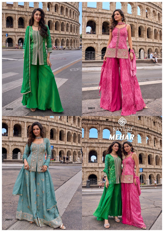 Mehar Sayuri Silk Readymade Sharara Suits Wholesaler India