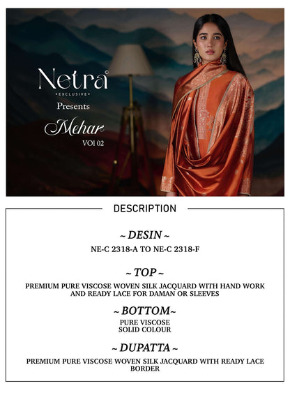 Mehar Vol 2 Netra Woven Silk Pant Style Suits Wholesale Price