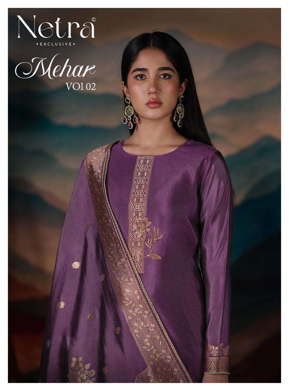 Mehar Vol 2 Netra Woven Silk Pant Style Suits Wholesale Price