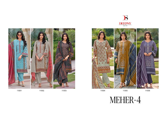 Meher 4 Deepsy Pure Cotton Karachi Salwar Suits Exporter India