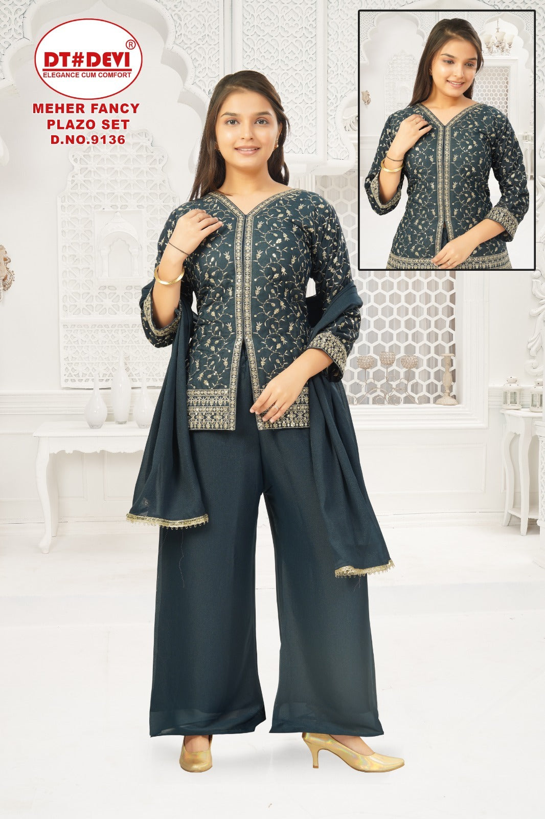 Meher Dn 9136 Dt Devi Georgette Girls Indowestern Pair Supplier Ahmedabad