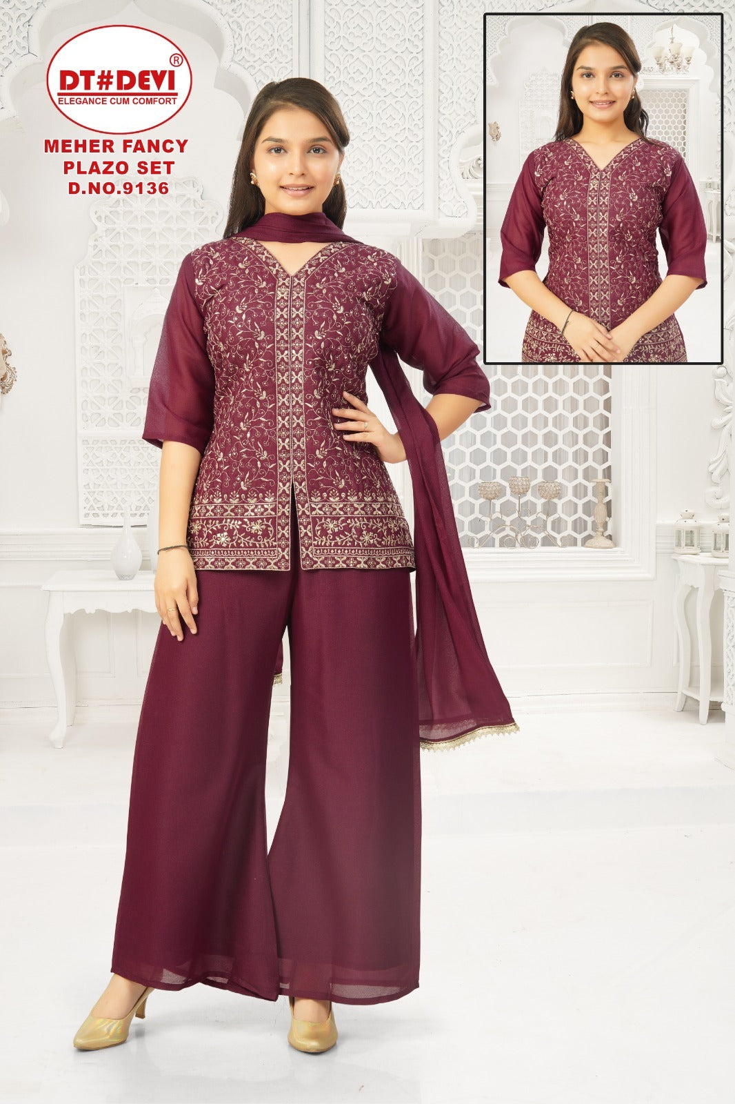 Meher Dn 9136 Dt Devi Georgette Girls Indowestern Pair Supplier Ahmedabad