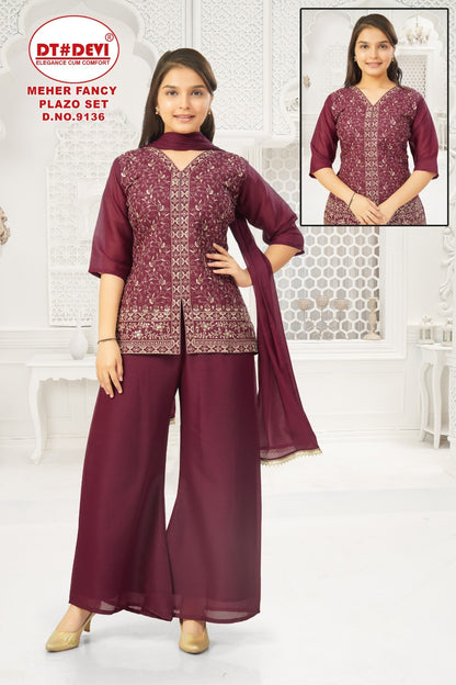 Meher Dn 9136 Dt Devi Georgette Girls Indowestern Pair Supplier Ahmedabad