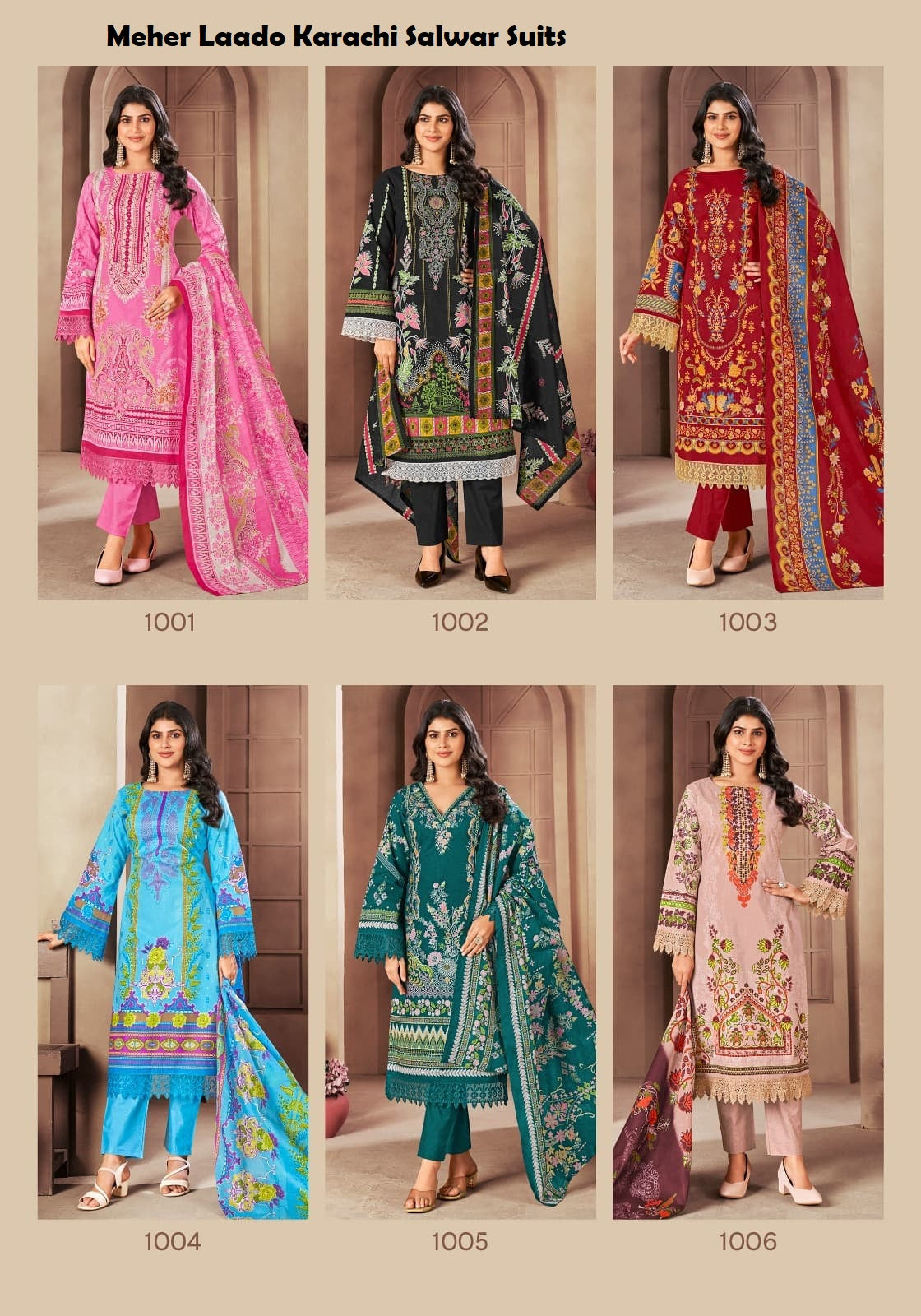 Meher Laado Lawn Cotton Karachi Salwar Suits Wholesale