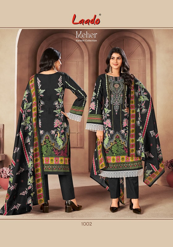 Meher Laado Lawn Cotton Karachi Salwar Suits Wholesale
